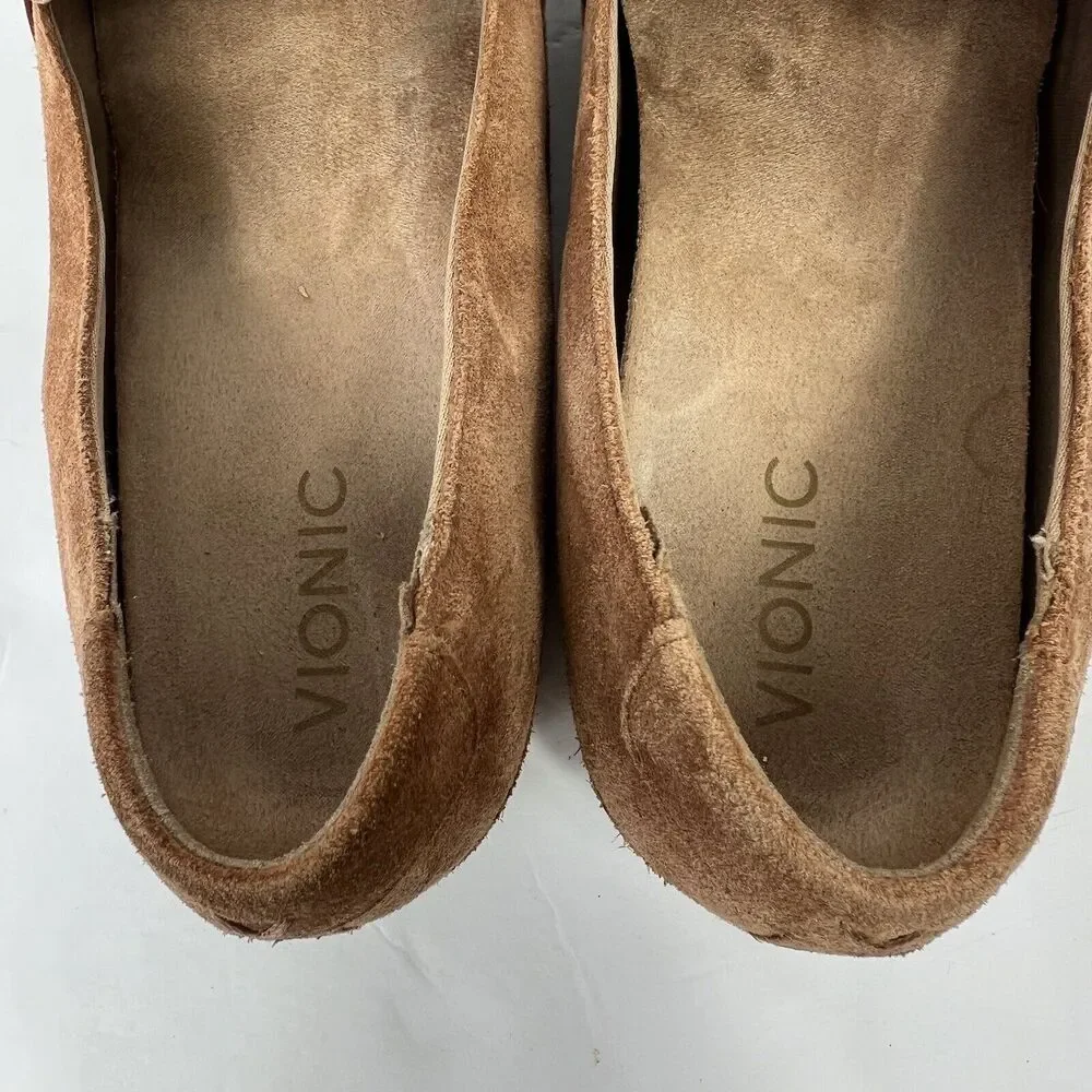 Vionic Chill Bridget Brown Suede Loafers Size 11 Slip-On Flats Comfort